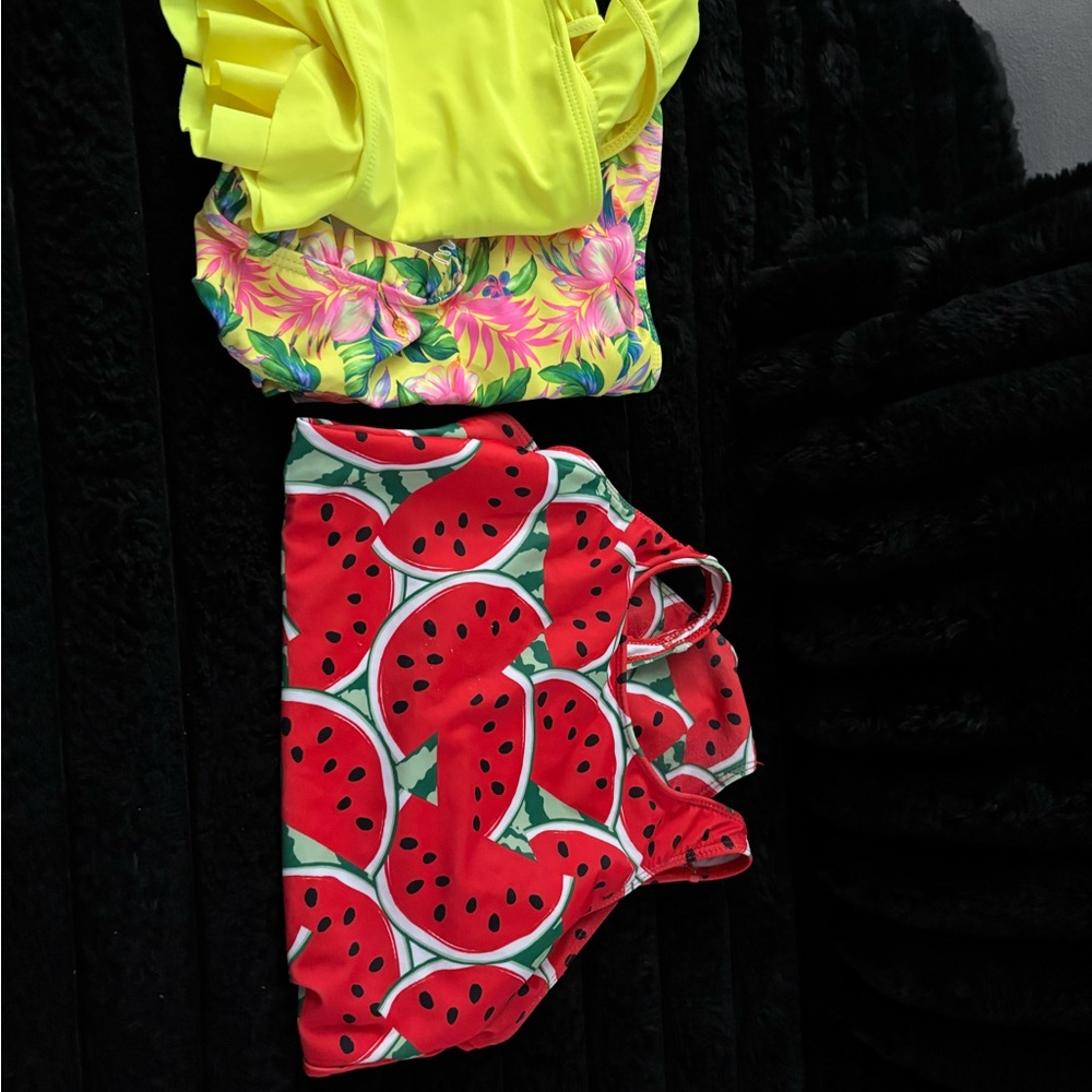 Vibrant Yellow and Red Swimsuit Set